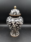 Vintage Black & White Cloisonne Jar
