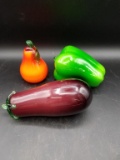 Set of 3 Hand Blow Glass Fruit and Vegetables