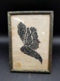 Antique Hand Cross Stitched Framed Silhouette