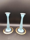 2 Vintage Art Deco Candle Holders