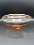 Large Amber Bowl With Silver Plate Rim