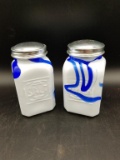 Blue & White Glass S&P Shakers