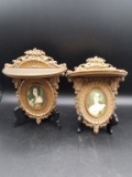 2 Vintage Lady Wooden Wall Sconces