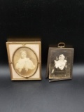 2 Antique Metal Framed Baby Pictures
