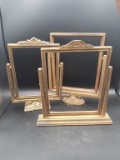 3 Antique Wooden Free Standing Picture Frames
