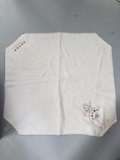 2 Bridge Table Cloths  With Embroidered Lady & Cards