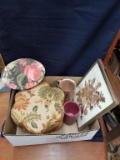Box Lot- Assorted Cups and Large Pin Cushion
