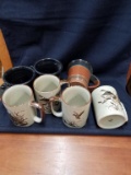 Box Lot- Duck Mugs & Ceramic Brown & Blue Mugs