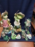 Box Lot- Fishing Frog Decor and Figurines