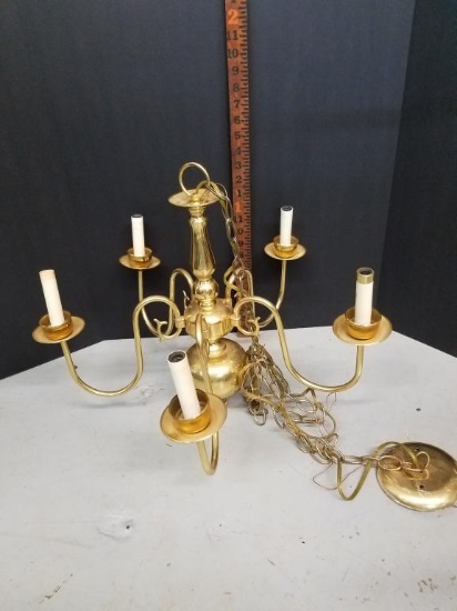 Brass 5 Arm Chandelier
