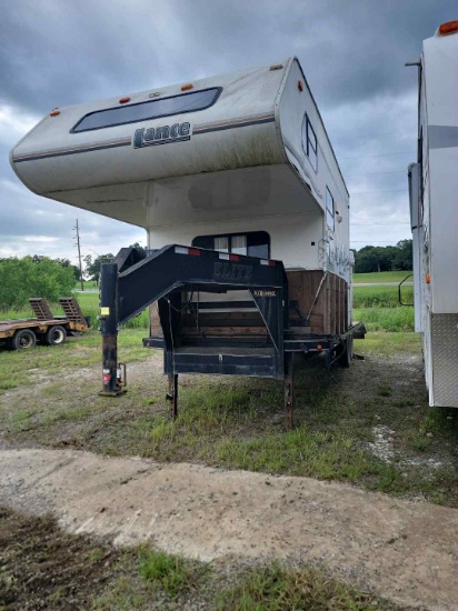 Toy Hauler Camper on 35 ft flatbed