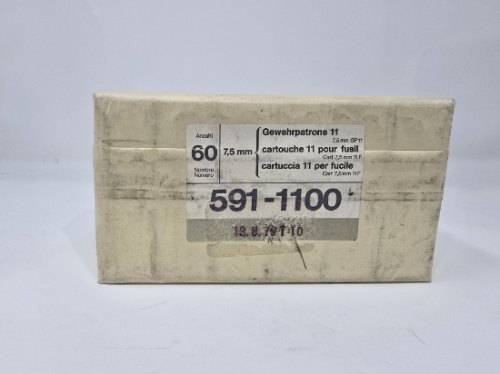 Swiss 7.5x55mm 7.5×55 K31 K11 GP11 591 1100 60rd 7.5mm 7 5 mm Schmidt Rubin