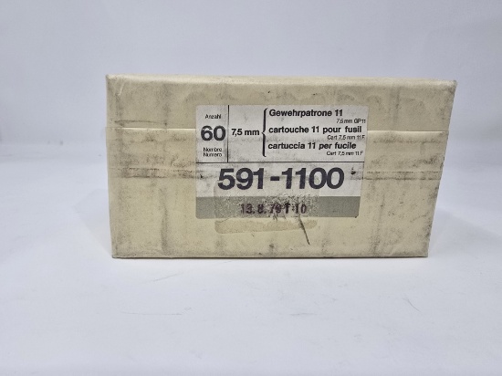 Swiss 7.5x55mm 7.5×55 K31 K11 GP11 591 1100 60rd 7.5mm 7 5 mm Schmidt Rubin