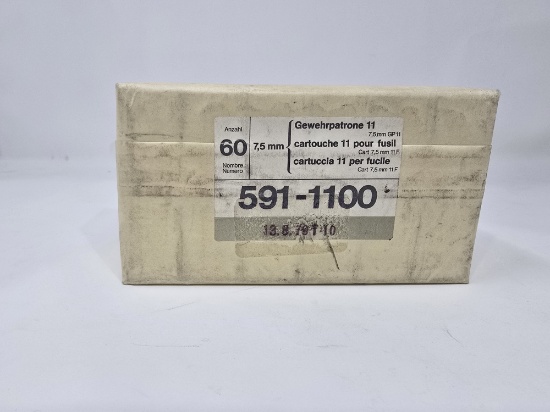 Swiss 7.5x55mm 7.5×55 K31 K11 GP11 591 1100 60rd 7.5mm 7 5 mm Schmidt Rubin
