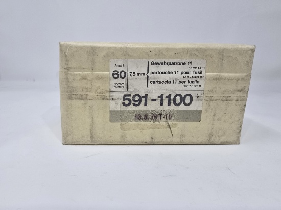 Swiss 7.5x55mm 7.5×55 K31 K11 GP11 591 1100 60rd 7.5mm 7 5 mm Schmidt Rubin