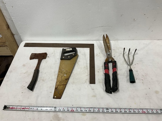 Hatchet, Square, Saw, Garden Tools
