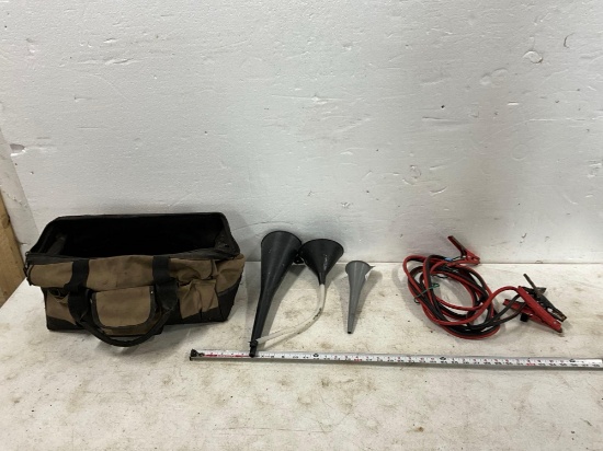 Jumper Cables, Funnels, Bag
