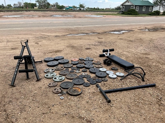 Weight Bench with Various Steel Weights , Weights