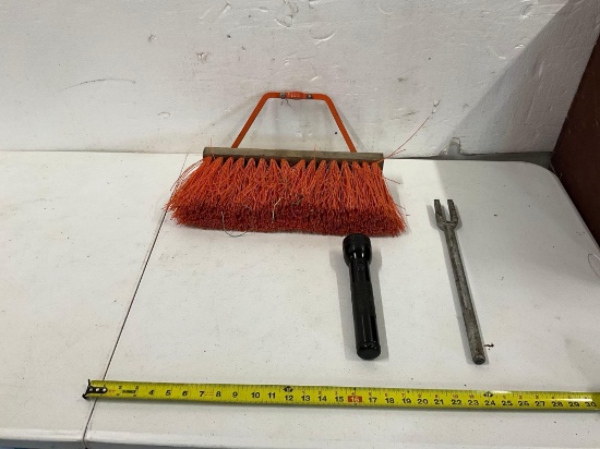 Large Bristle Broom Head, Pickle Fork, Flashlight