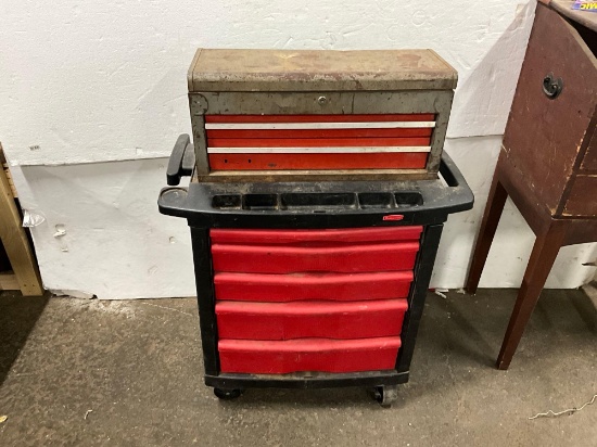 Rubbermaid Action Packer Toolbox with Steel Tool Box Top