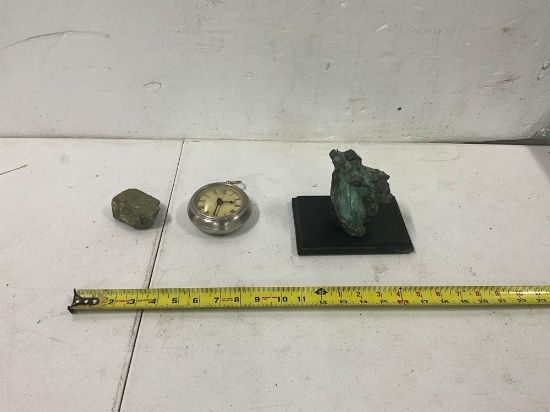 Bronze Sculpture , Clock, Rock