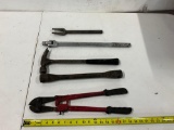 Hammer, Bolt Cutter, 3/4in Breaker Bar, Tools