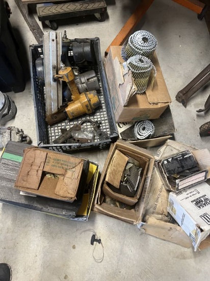 Large grouping of Nail guns and nails