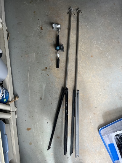 Tall tripods and (2) Tri pod heads