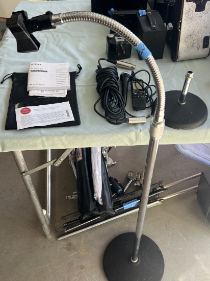 Vintage Microphone, Mic stand, Recorder