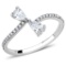 Pear .44ct White Sapphire 2 Stone Ring