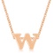 Rose Gold Tone Initial Small Letter W Necklace