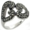 Charming .50ct Marcasite Double Heart Ring