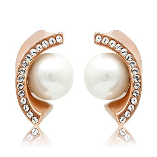 Classy .08ct White Sapphire & Pearl Post Earrings