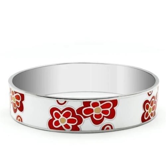 Lovely Flower Pattern White Bangle