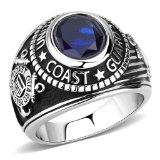 Oval 2.54ct Blue Sapphire Coast Guard Ring