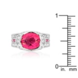 Oval 2.80ct Pink Sapphire & White Topaz Ring