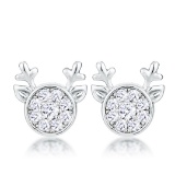 Cute Round .34ct White Topaz Reindeer Earrings