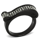 Black Ion Wave Ring With White Crystals