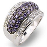 Round 1.20ct Amethyst & White Topaz Cocktail Ring