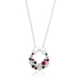 Round 3.00ct Multi-color Gemstone Wreath Necklace