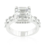 Asscher-cut 4.07ct White Sapphire Cocktail Ring