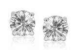 14k Wgold Round .50ct White Topaz Stud Earrings