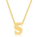 Gold Tone Initial Small Letter S Necklace