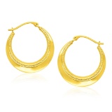 14k Gold Round Rope Texture Hoop Earrings