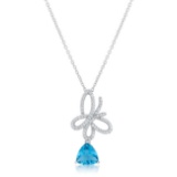 Pear 2.30ct Aqua & White Topaz Butterfly Necklace