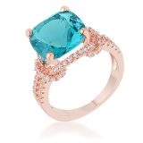 Gold-pl. 6.20ct Aquamarine & Topaz Cocktail Ring