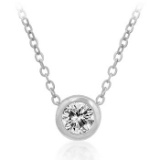 Round 1.10ct White Topaz Bezel Solitaire Necklace