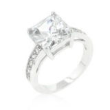 Elegant Princess Cut 5.18ct White Topaz Ring