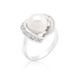 Round 2.40ct White Topaz & White Pearl Ring