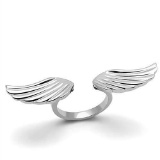Trendy High Polished Angel Wings Cuff Ring